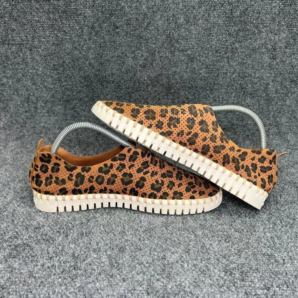 Ilse Jacobsen Shoes Womens 11 Brown Cheetah Print Slip On Comfort Casual Sneaker